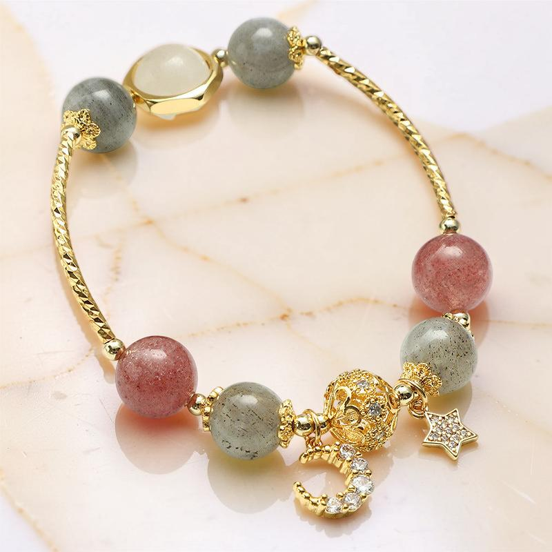 Bracelet Labradorite et Quartz Fraise – Apaisement