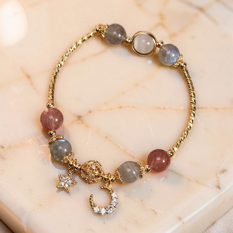 Bracelet Labradorite et Quartz Fraise – Apaisement