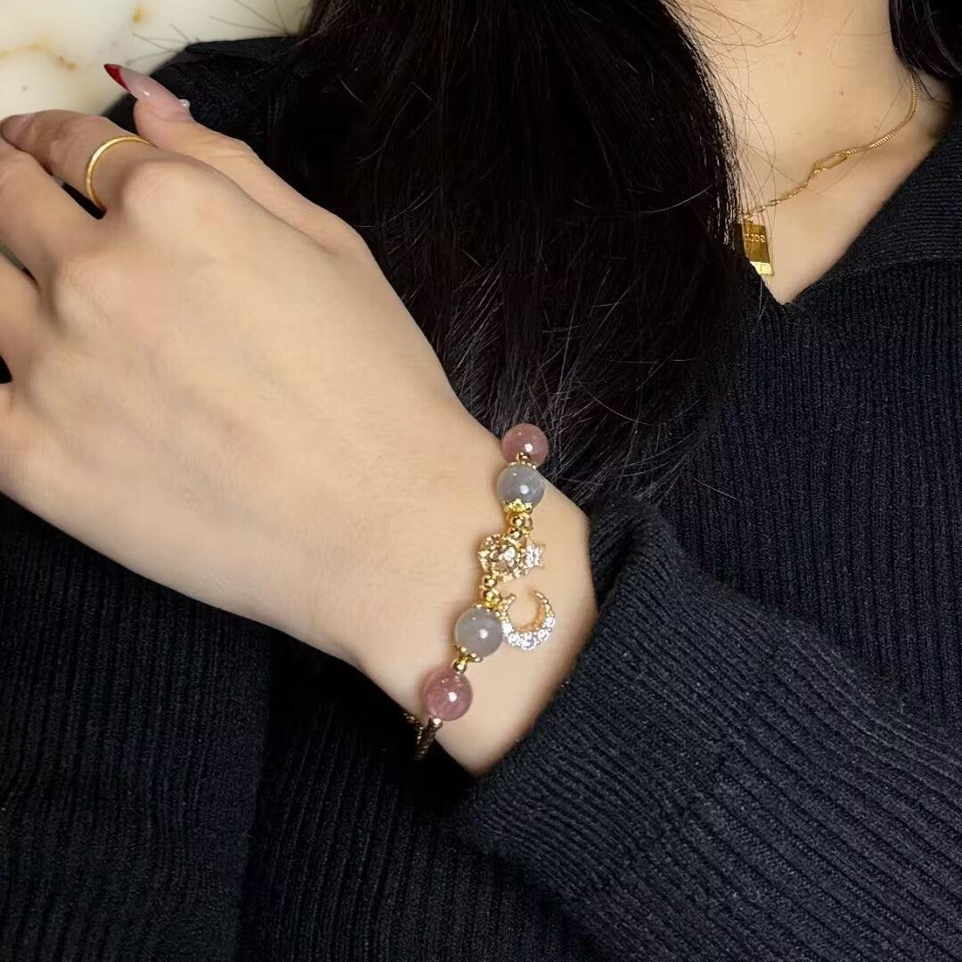 Bracelet Labradorite et Quartz Fraise – Apaisement