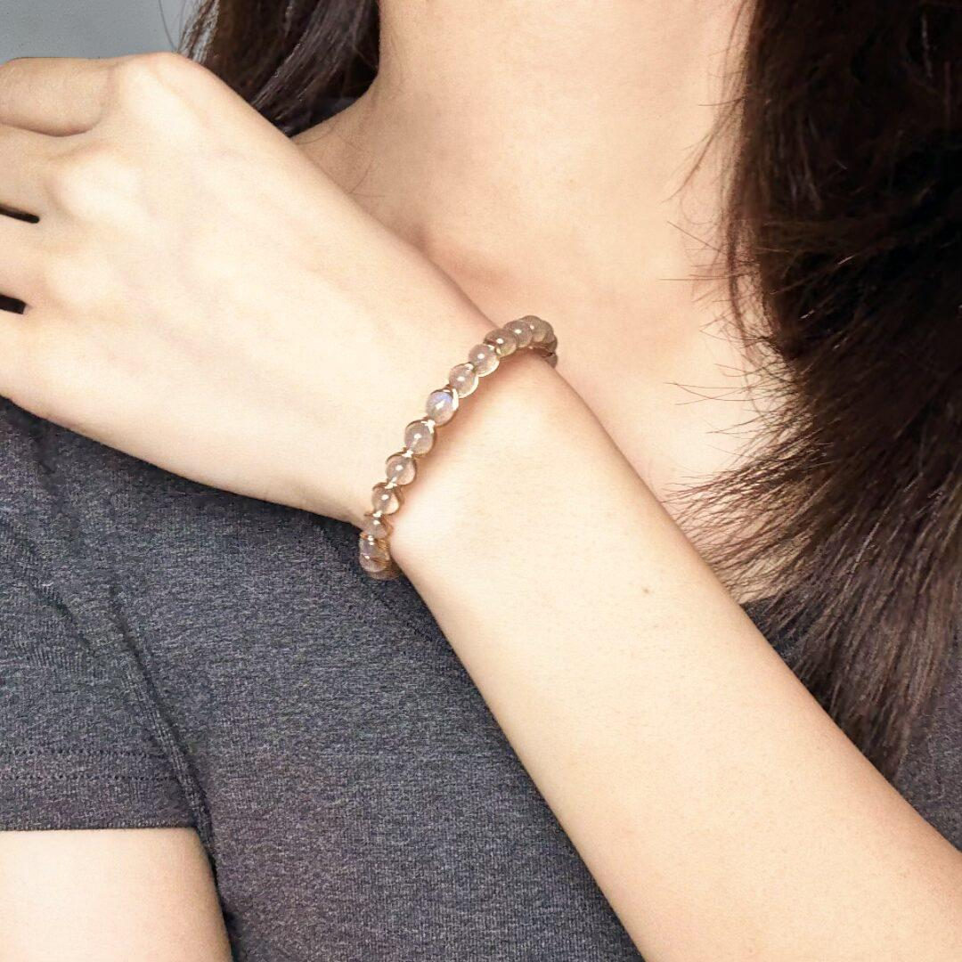 Bracelet Labradorite – Lumière Intérieure, Argent Plaqué Or