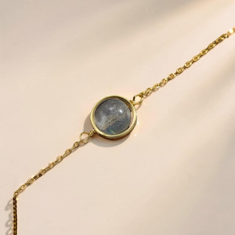 Bracelet Labradorite – Mystère, Argent Plaqué Or