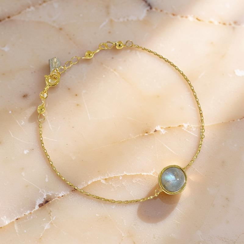 Bracelet Labradorite – Mystère, Argent Plaqué Or