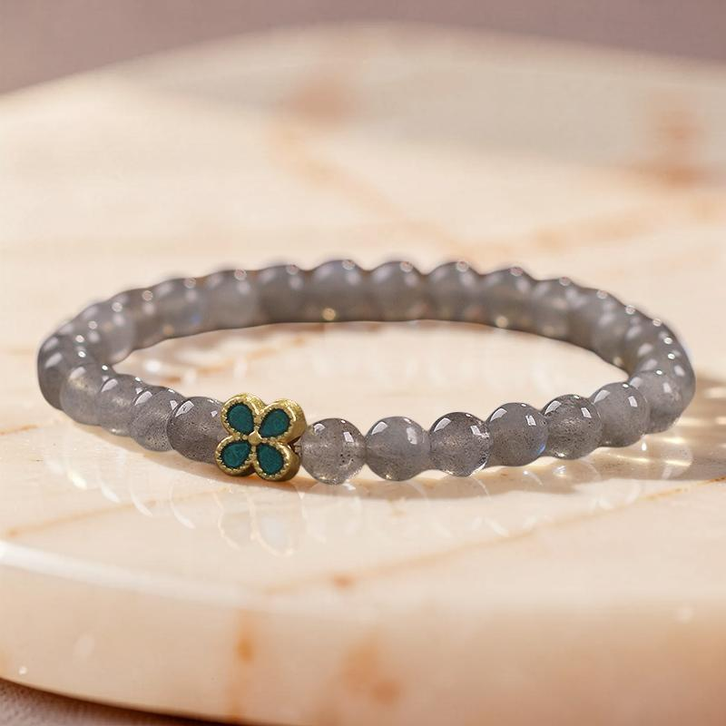 Bracelet Labradorite Trèfle à Quatre Feuilles – Chance et Apaisement