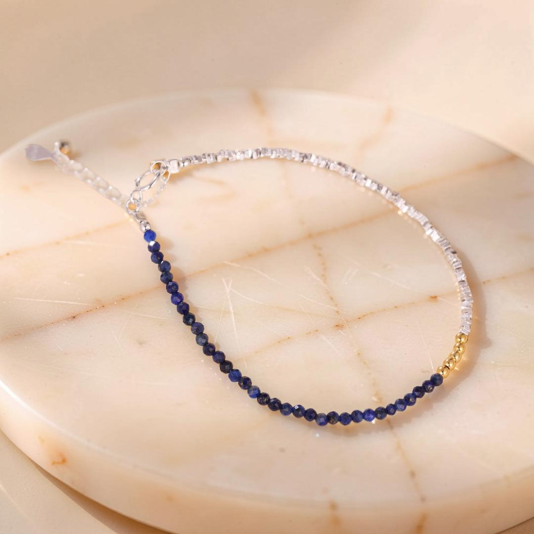 Bracelet Lapis Lazuli – Équilibre Lumineux, Argent