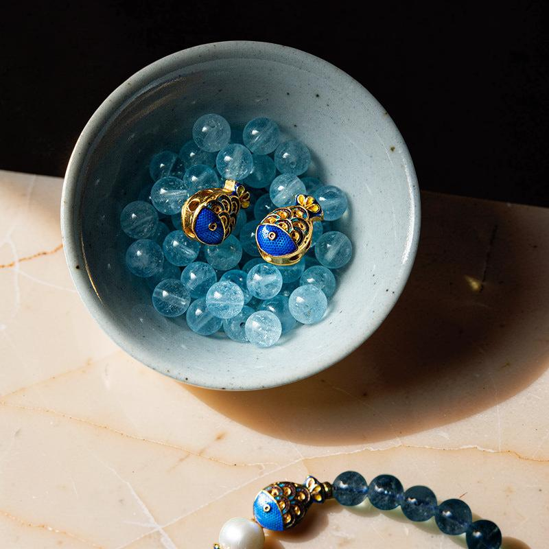 Bracelet Lapis Lazuli et Aigue Marine - Poisson de Bonheur
