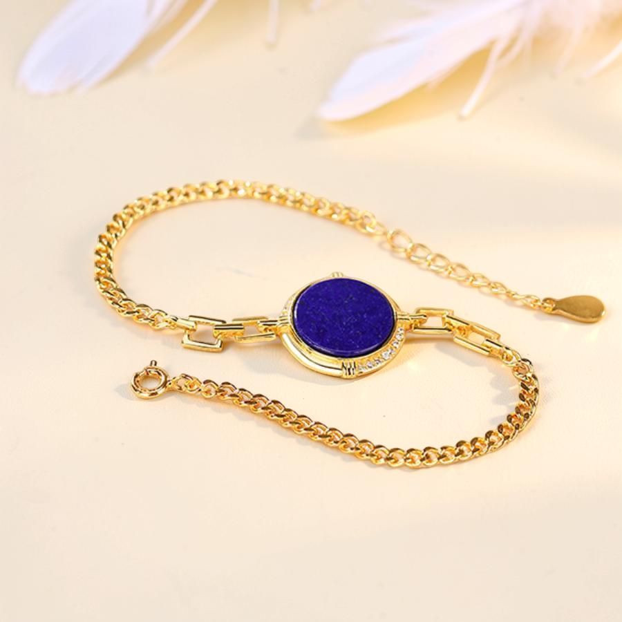 Bracelet Lapis Lazuli – Mandala, Argent Plaqué Or
