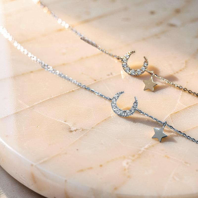 Bracelet Lune et Étoile - Rêveuse, Argent