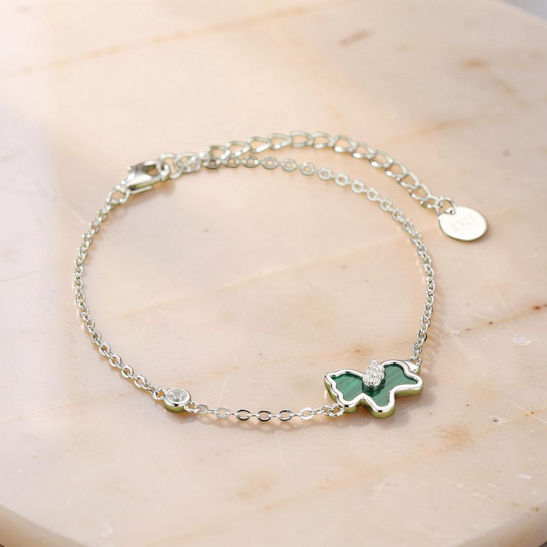 Bracelet Malachite Cheval – Élégance Libre, Argent