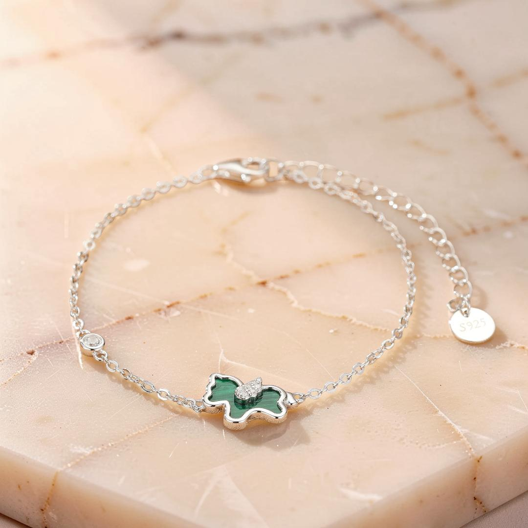 Bracelet Malachite Cheval – Élégance Libre, Argent