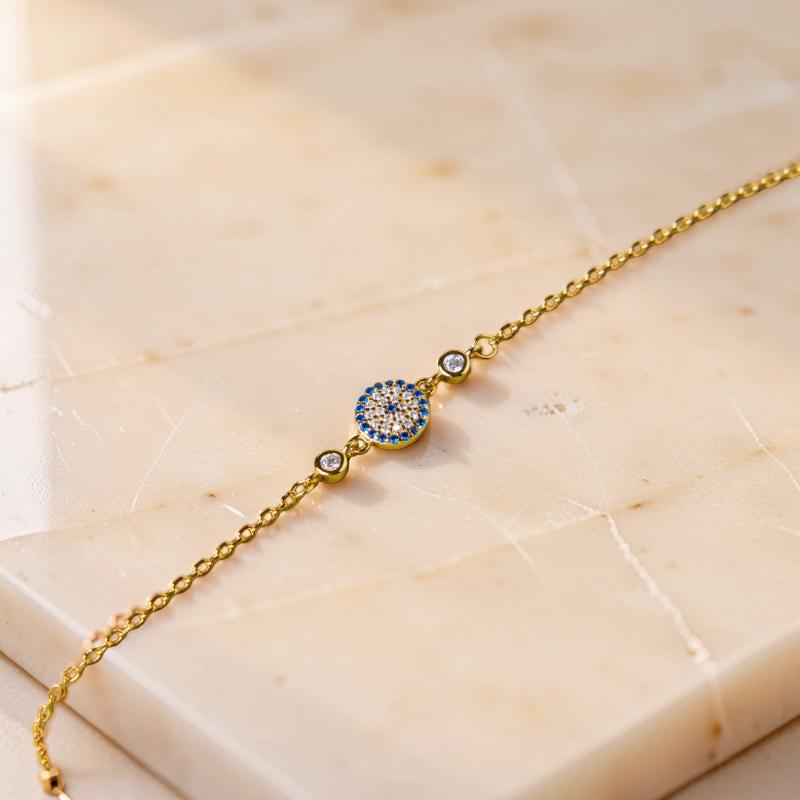 Bracelet Mauvais Œil – Éclat, Argent Plaqué Or