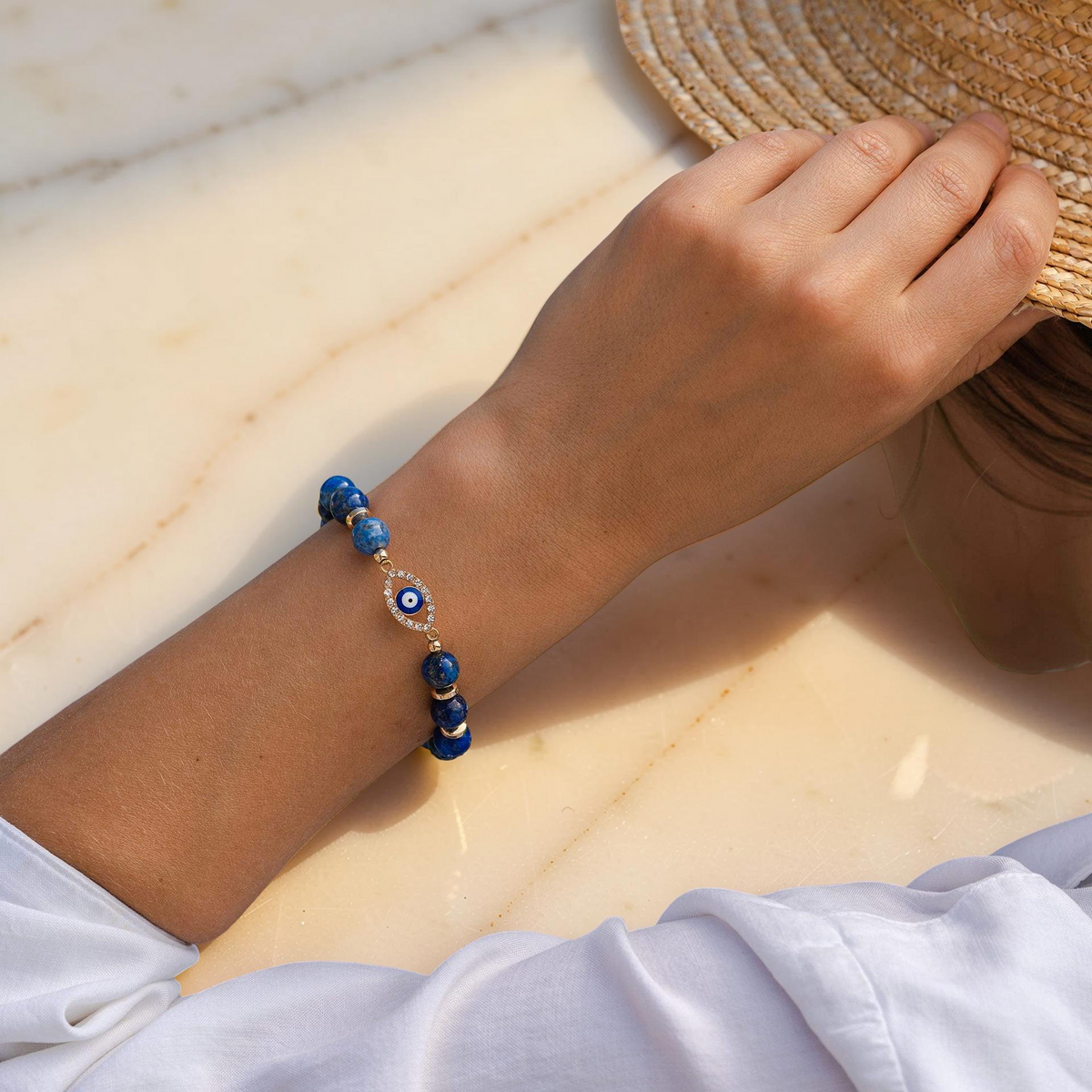 Bracelet Mauvais Œil Lapis Lazuli – Sérénité