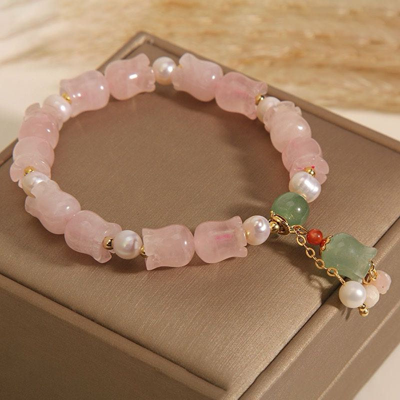 Bracelet Muguet en Quartz Rose – Perle Divine