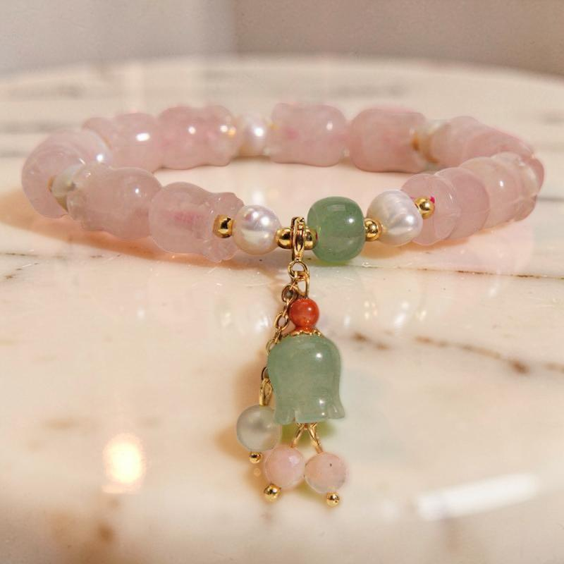 Bracelet Muguet en Quartz Rose – Perle Divine
