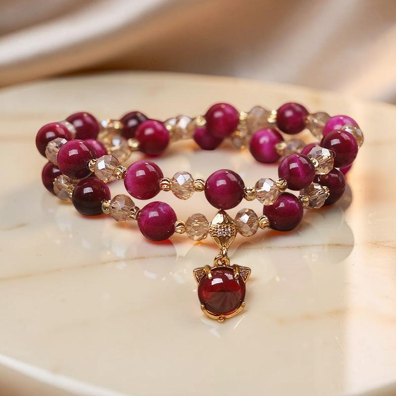 Bracelet Œil de Tigre – Charme Félin, Argent Plaqué Or