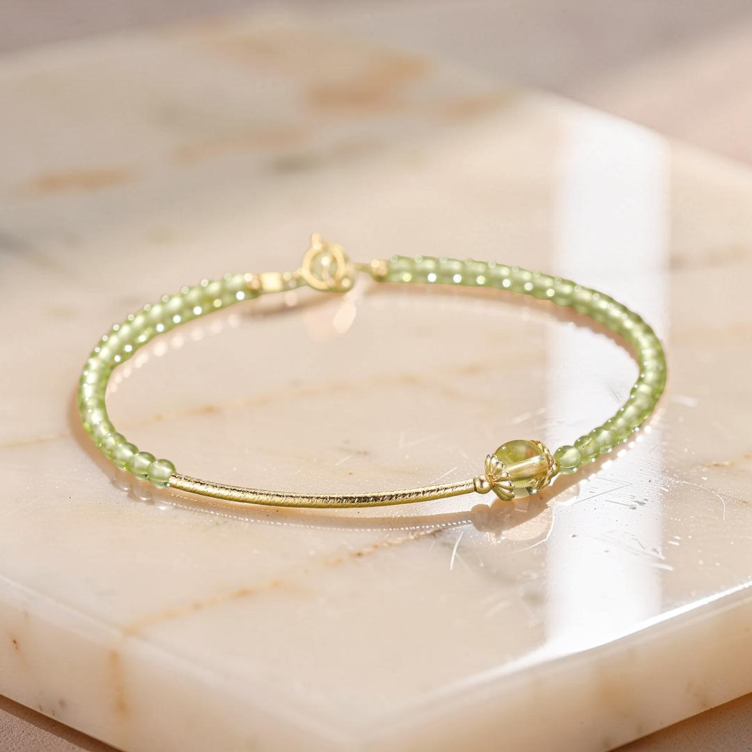 Bracelet Péridot et Citrine – Lumière de Nature