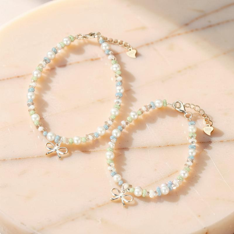 Bracelet Perle, Cristal de Roche et Céramique – Danse des Ombres, Argent