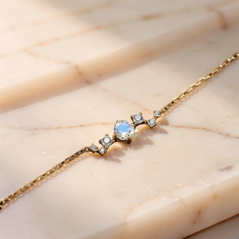 Bracelet Pierre de Lune – Éblouissement, Argent Plaqué Or