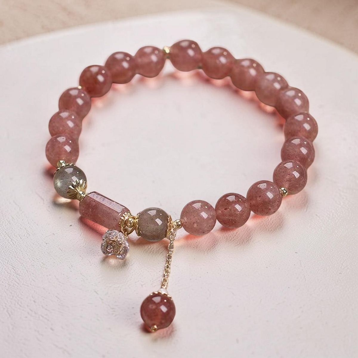 Bracelet Quartz Fraise – Douceur Rosée