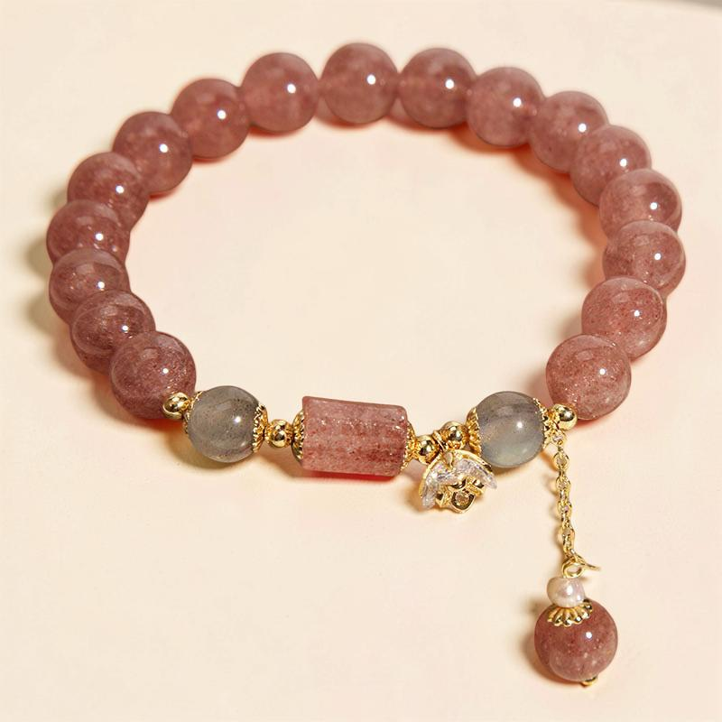 Bracelet Quartz Fraise – Douceur Rosée