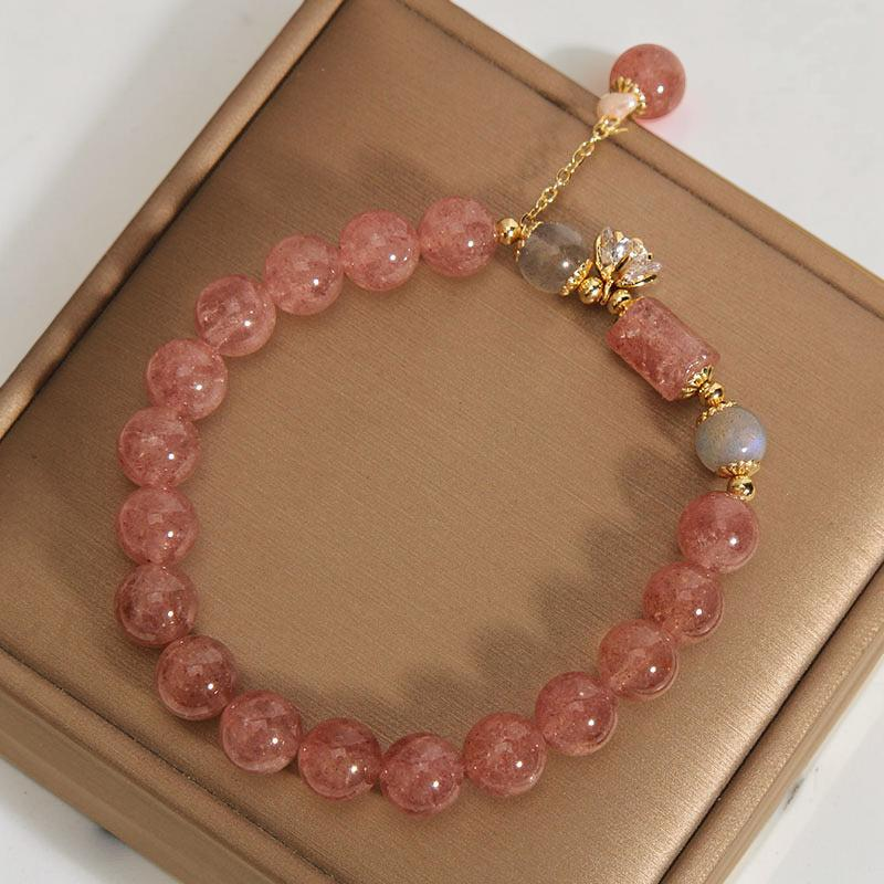Bracelet Quartz Fraise – Douceur Rosée