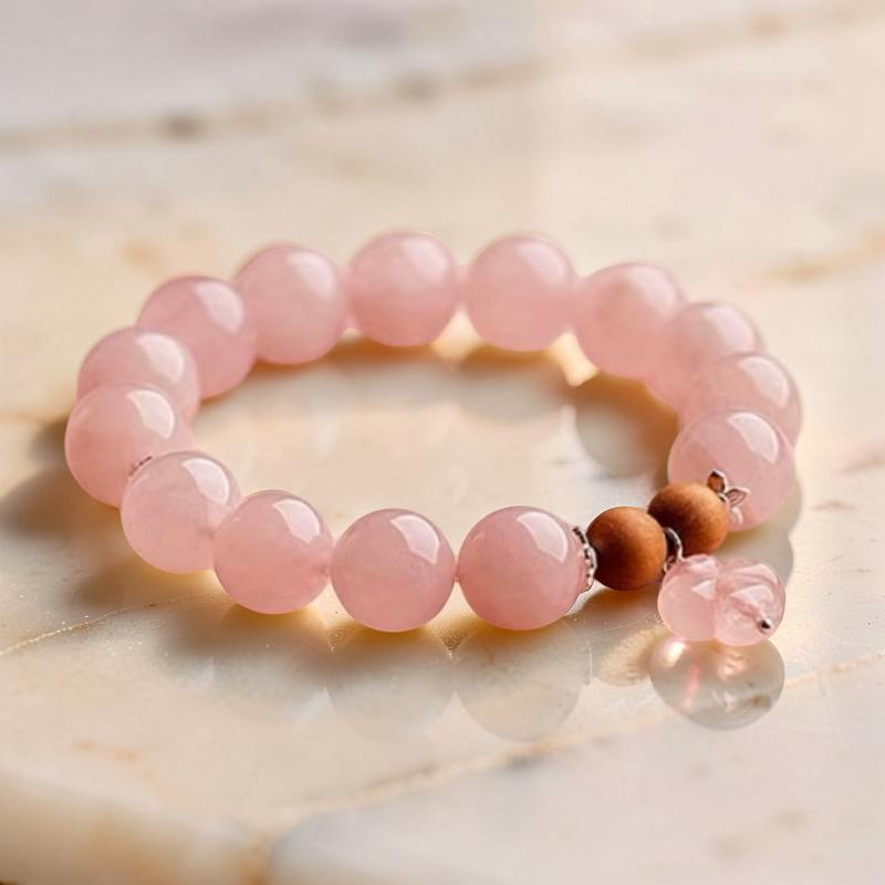 Bracelet Quartz Rose – Douceur Florale, Argent