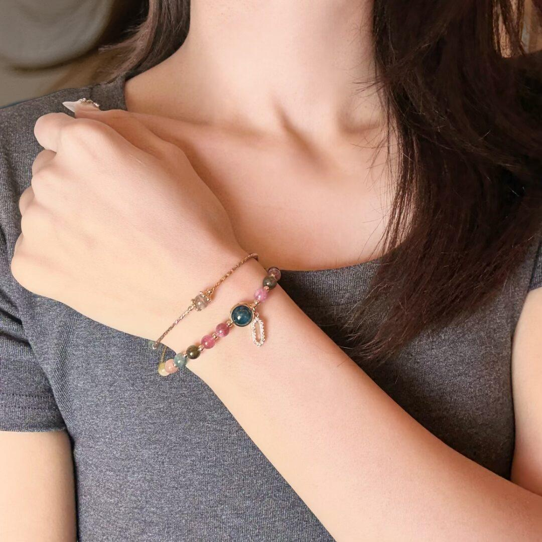 Bracelet Tourmaline Deux Tours – Symphonie de Lumière