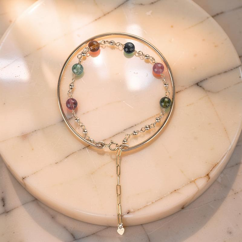 Bracelet Tourmaline – Harmonie Cosmique, Plaqué Or 14k