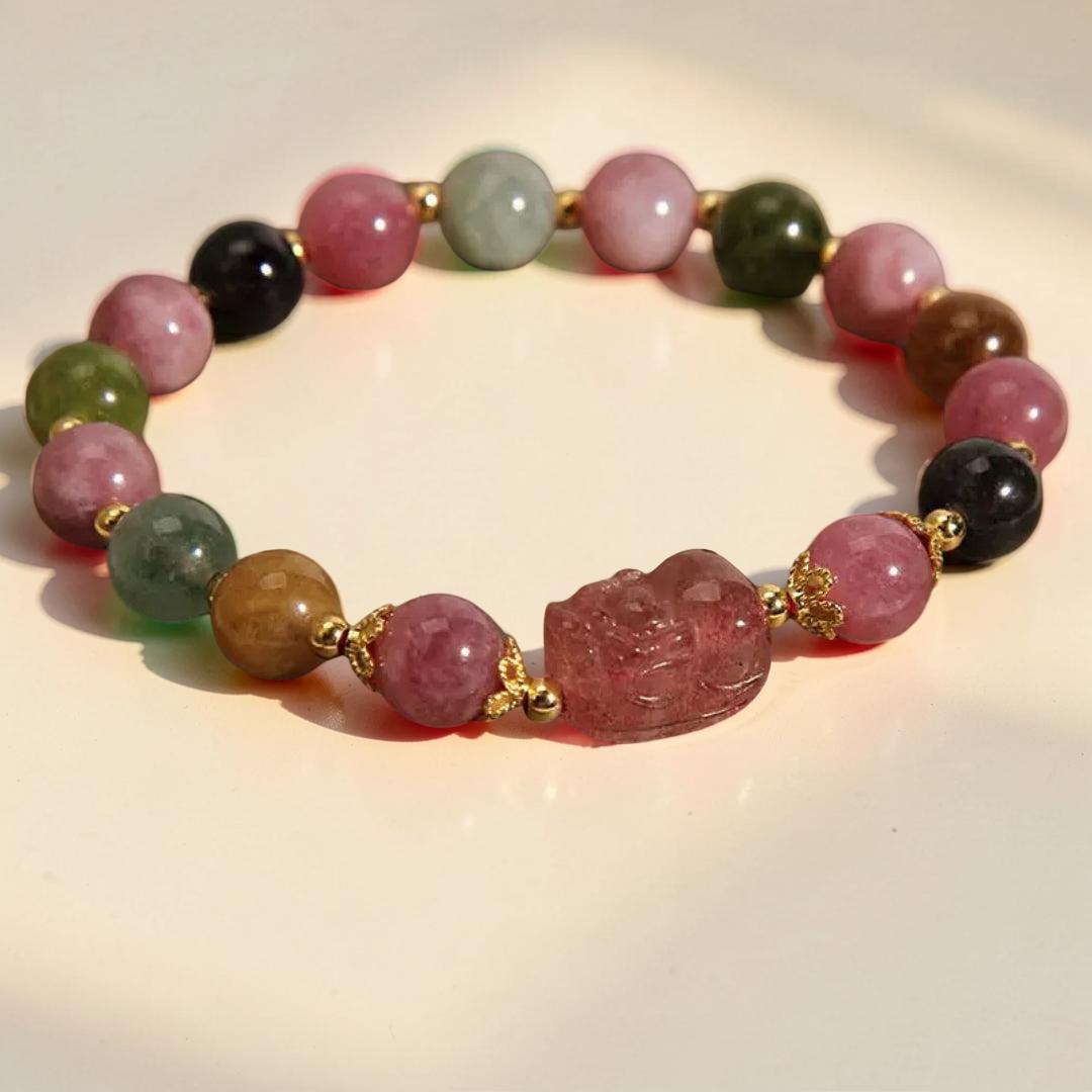 Bracelet Tourmaline Pixiu – Gardien de Fortune