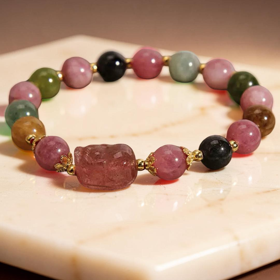 Bracelet Tourmaline Pixiu – Gardien de Fortune