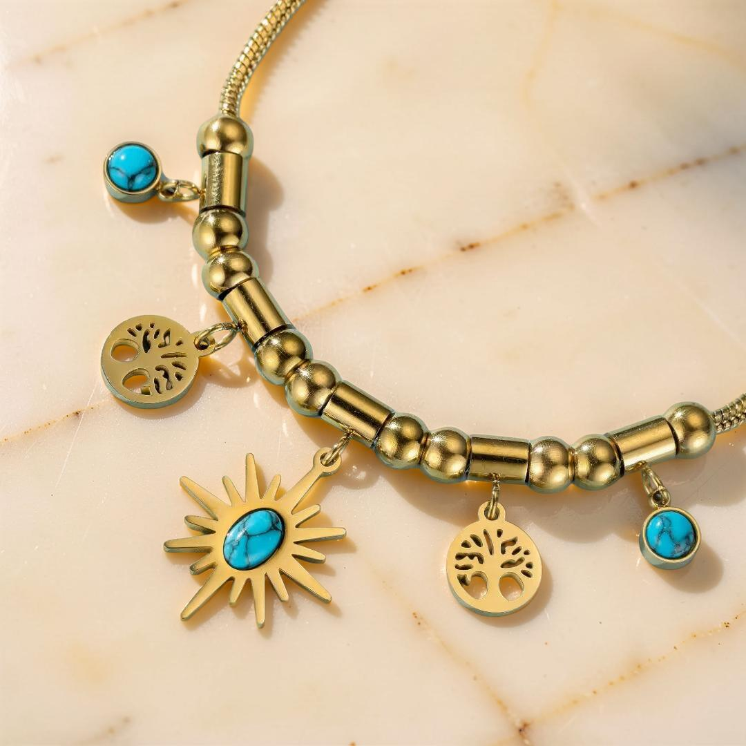 Bracelet Turquoise Arbre de Vie – Aura Dorée