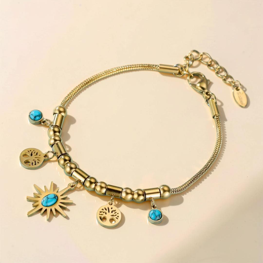 Bracelet Turquoise Arbre de Vie – Aura Dorée