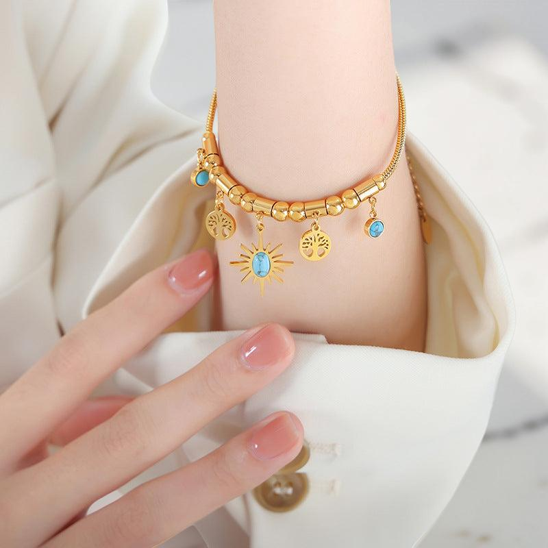 Bracelet Turquoise Arbre de Vie – Aura Dorée