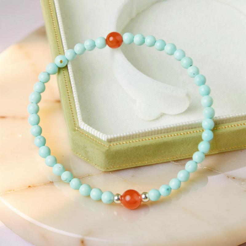 Bracelet Turquoise et Agate – Éclat Authentique, Argent