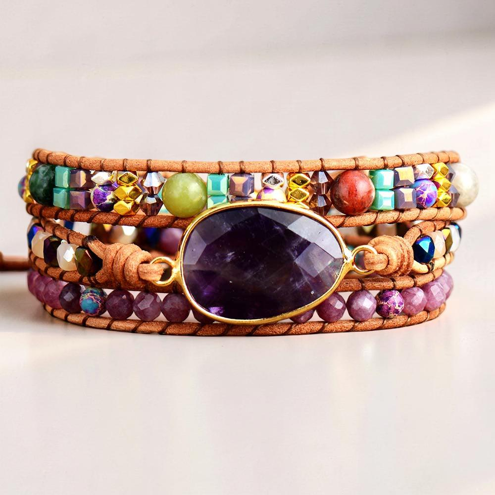 Bracelet Wrap Améthyste – Paix Intérieure