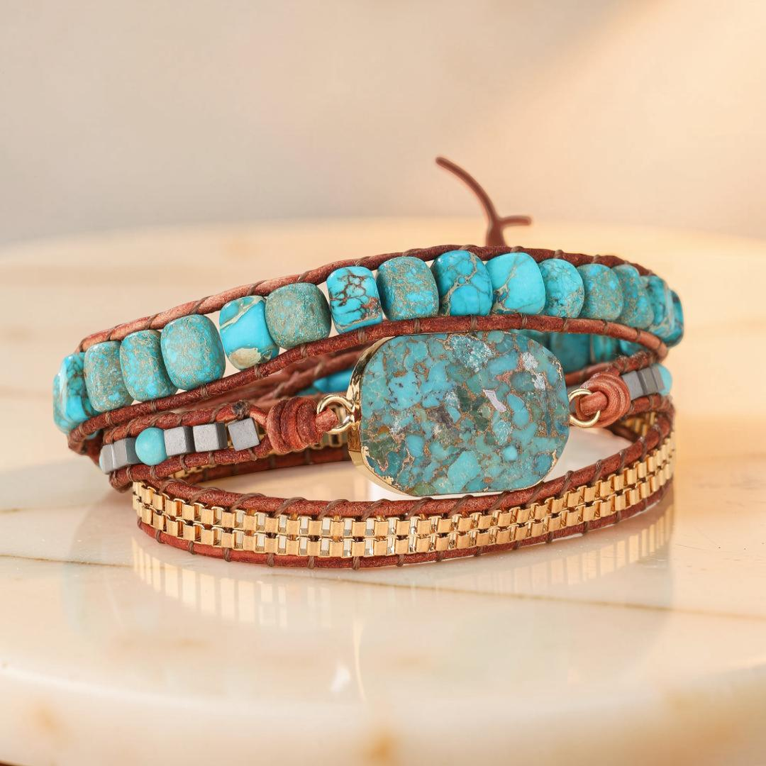 Bracelet Wrap en Turquoise – Toucher de Guérisseur