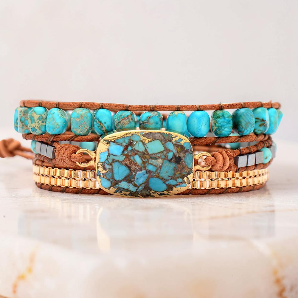 Bracelet Wrap en Turquoise – Toucher de Guérisseur