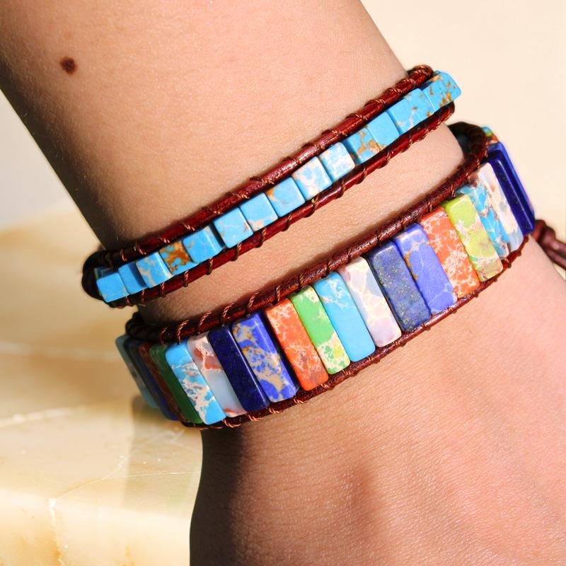 Bracelet Wrap Pierres de 7 Chakras - Harmonie