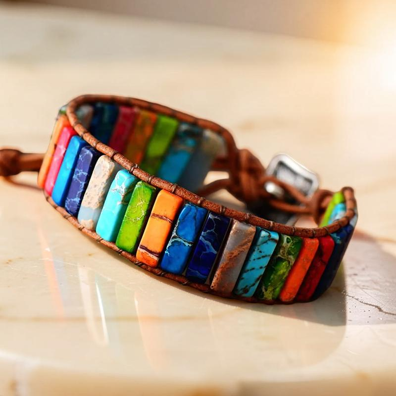 Bracelet Wrap Pierres de 7 Chakras - Harmonie