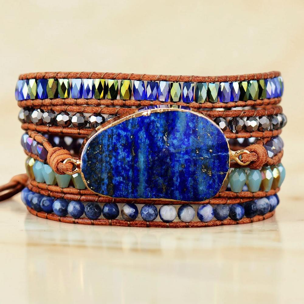 Bracelet Wrap Lapis Lazuli – Énergie Céleste