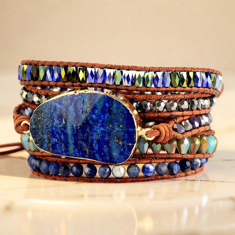 Bracelet Wrap Lapis Lazuli – Énergie Céleste