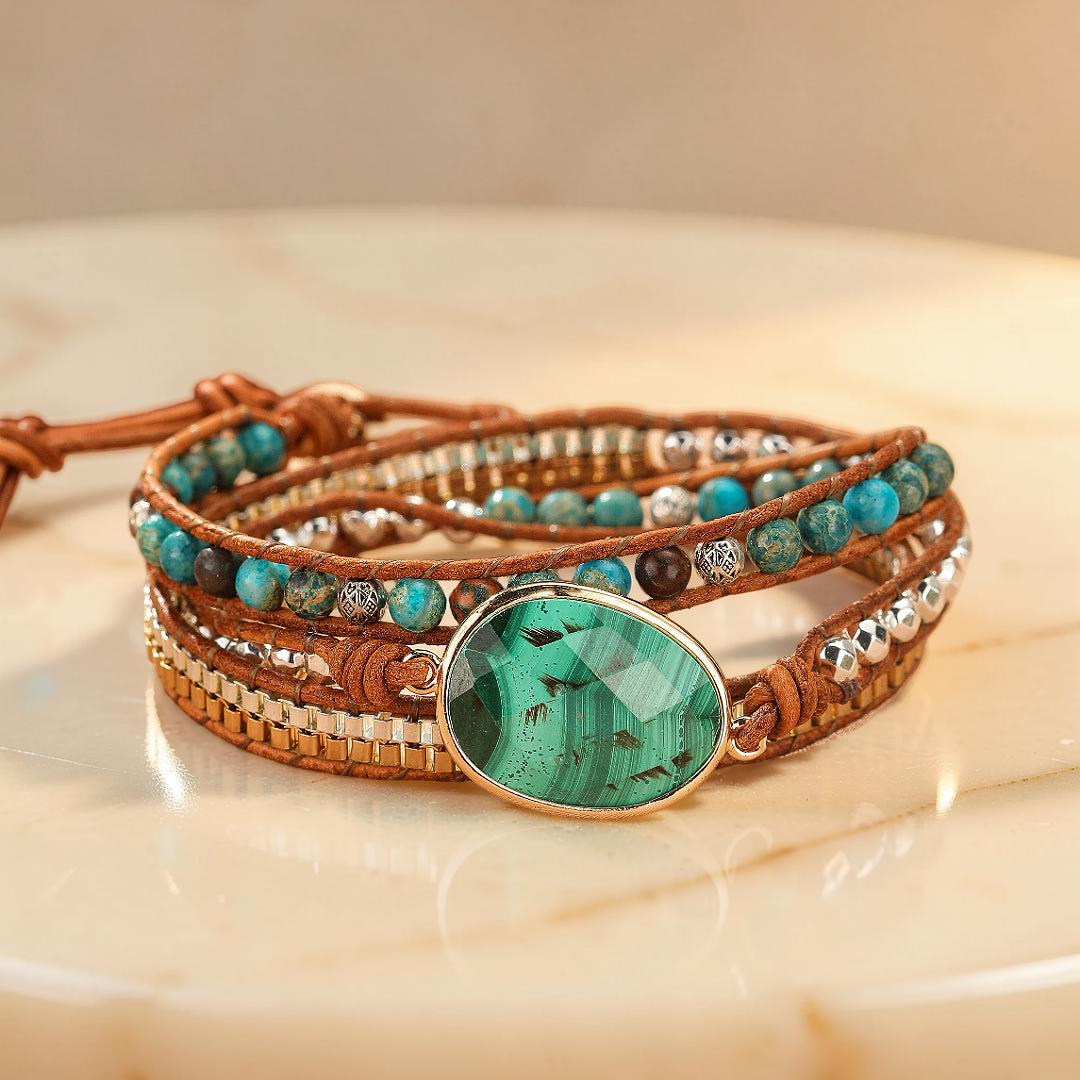 Bracelet Wrap Malachite – Harmonie Bohème