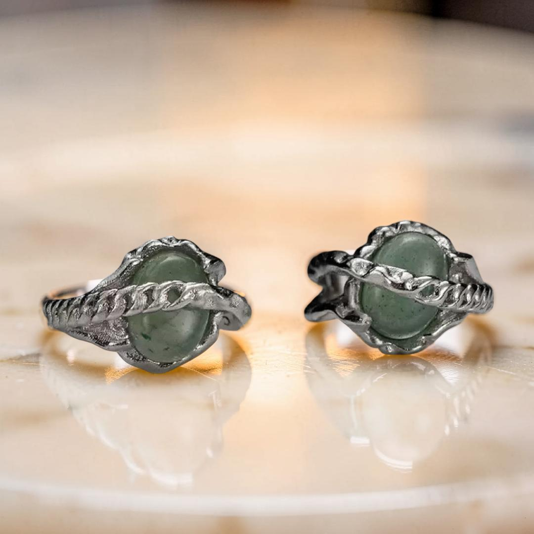 Boucles d'Oreilles Aventurine – Énergie Harmonieuse, Argent