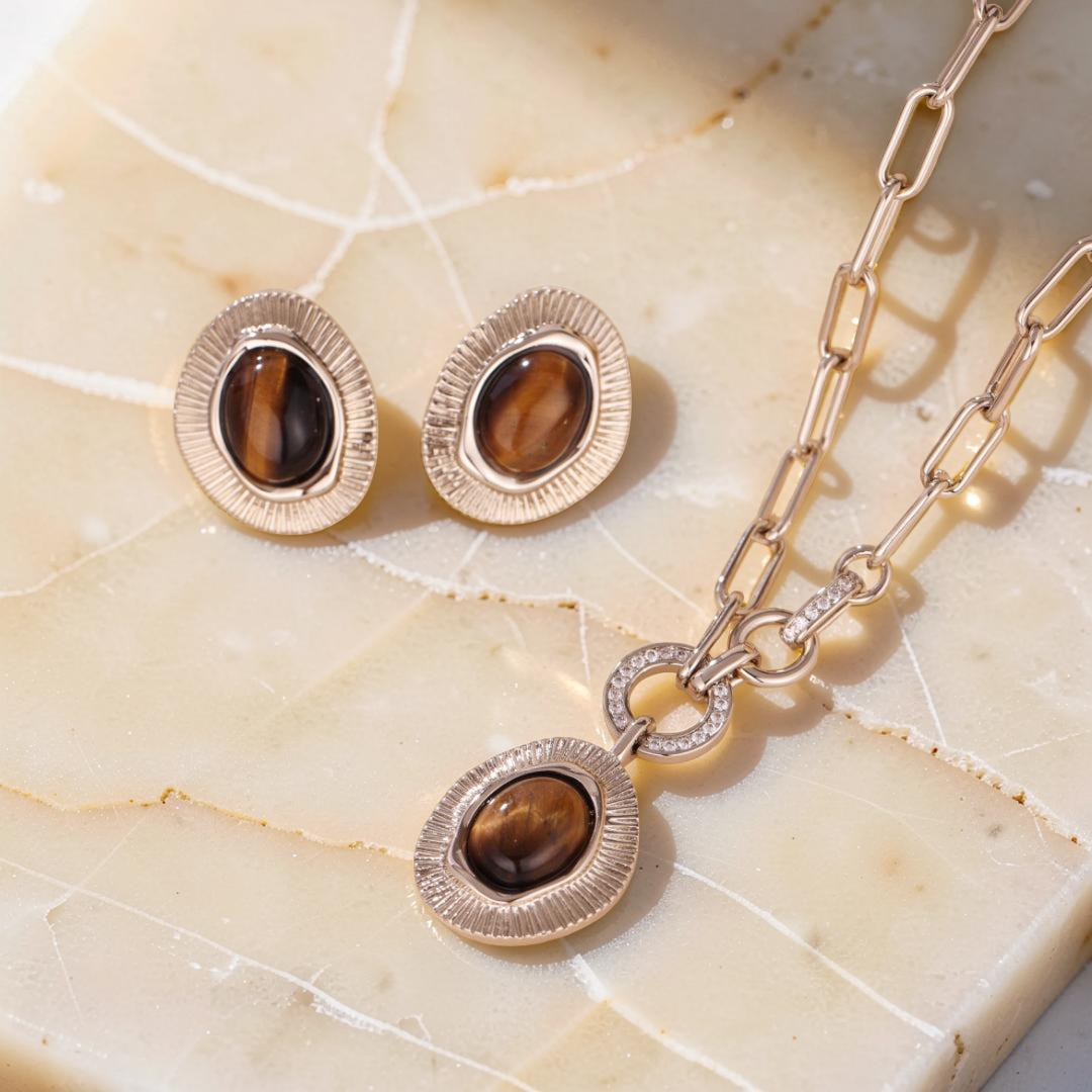 Boucles d'Oreilles Œil de Tigre – Harmonie Naturelle