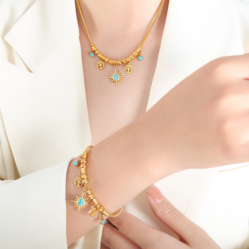 Bracelet Turquoise Arbre de Vie – Aura Dorée