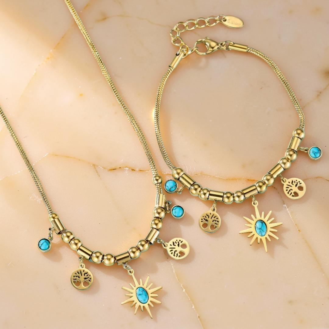 Bracelet Turquoise Arbre de Vie – Aura Dorée