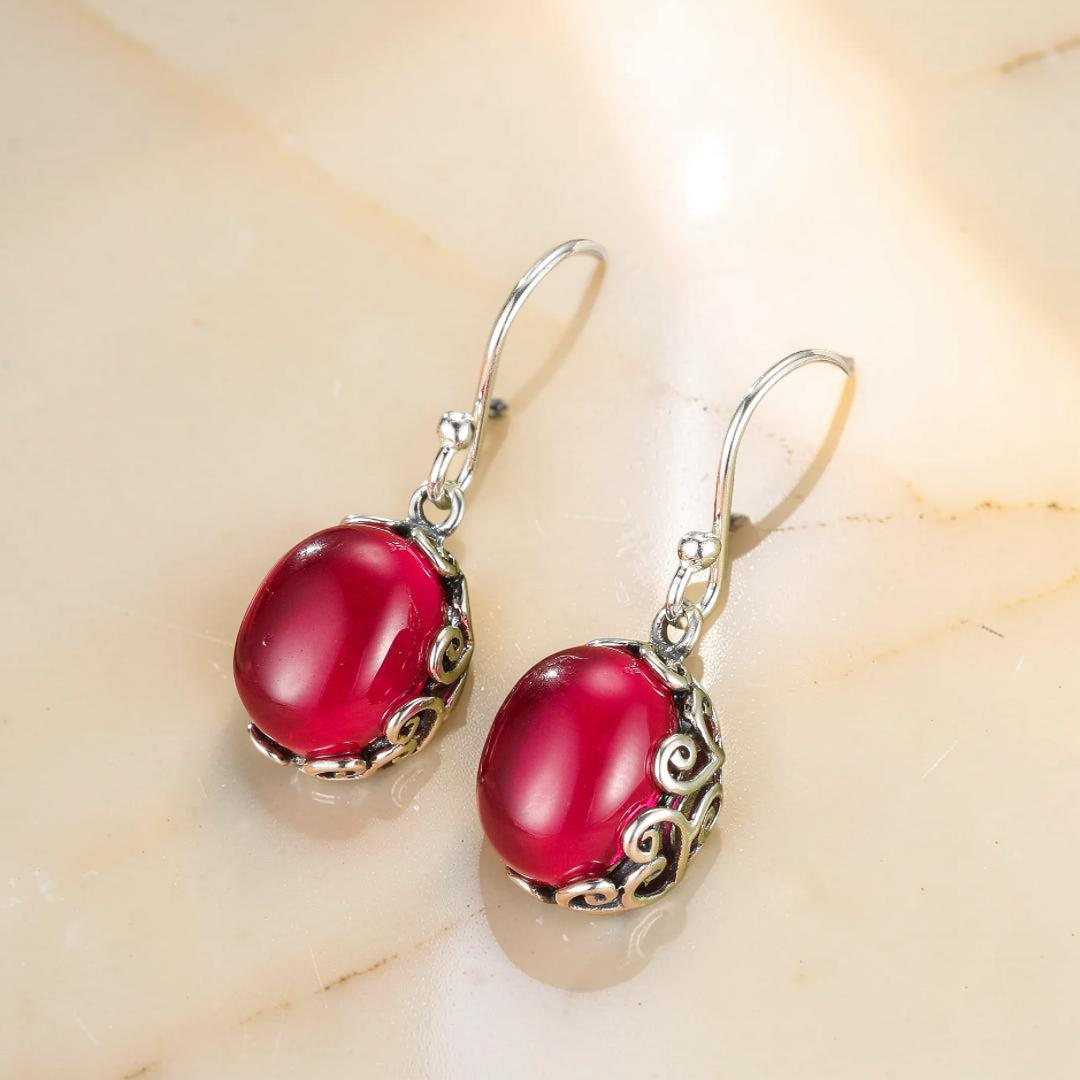 Boucles d’Oreilles Cornaline – Reflets d’Orient, Argent