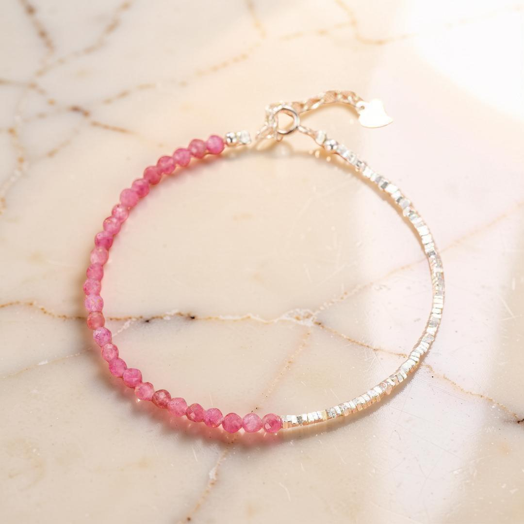 Bracelet Tourmaline – Rose Intuitive, Argent