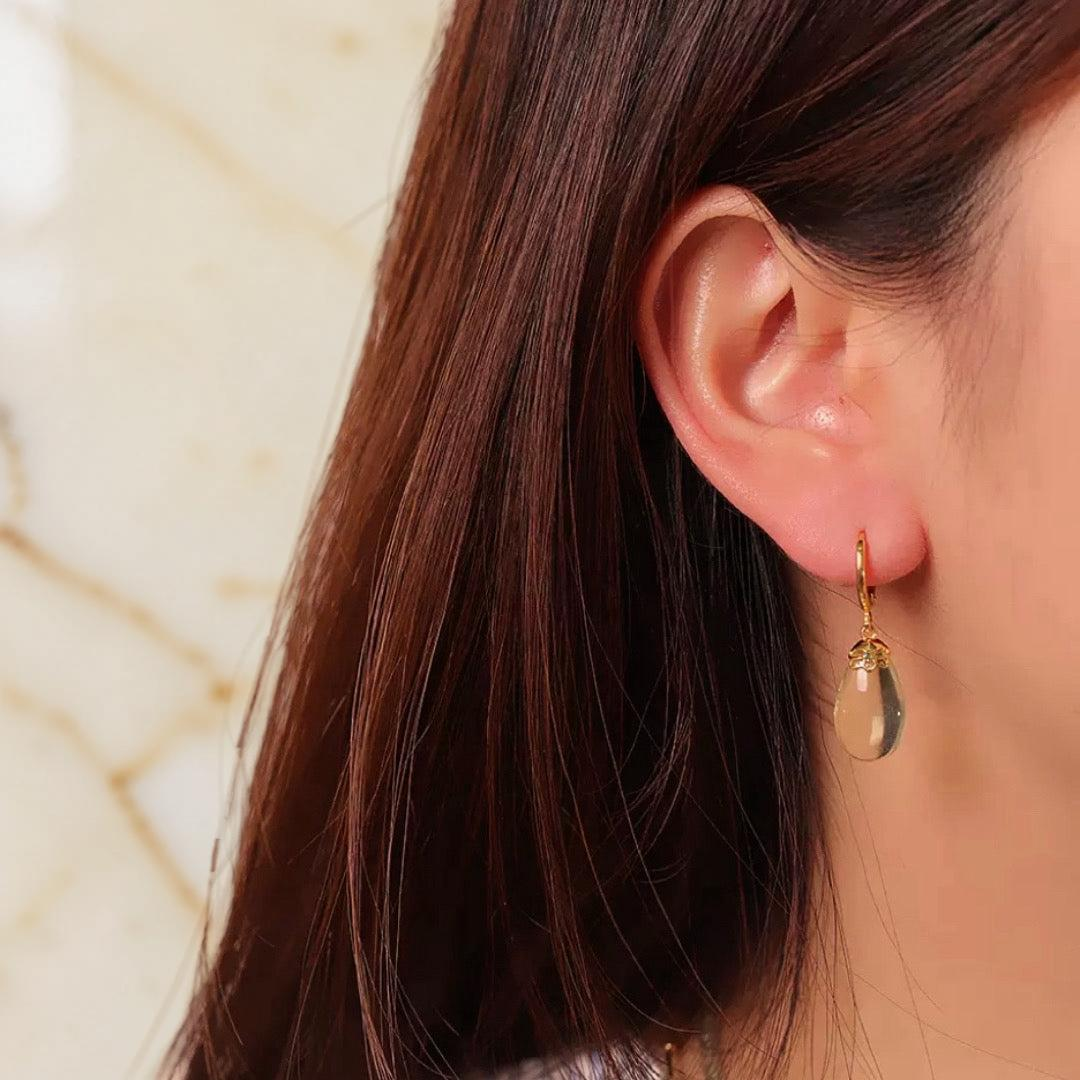 Boucles d’oreilles Citrine – Goutte de Soleil, Argent Plaqué Or