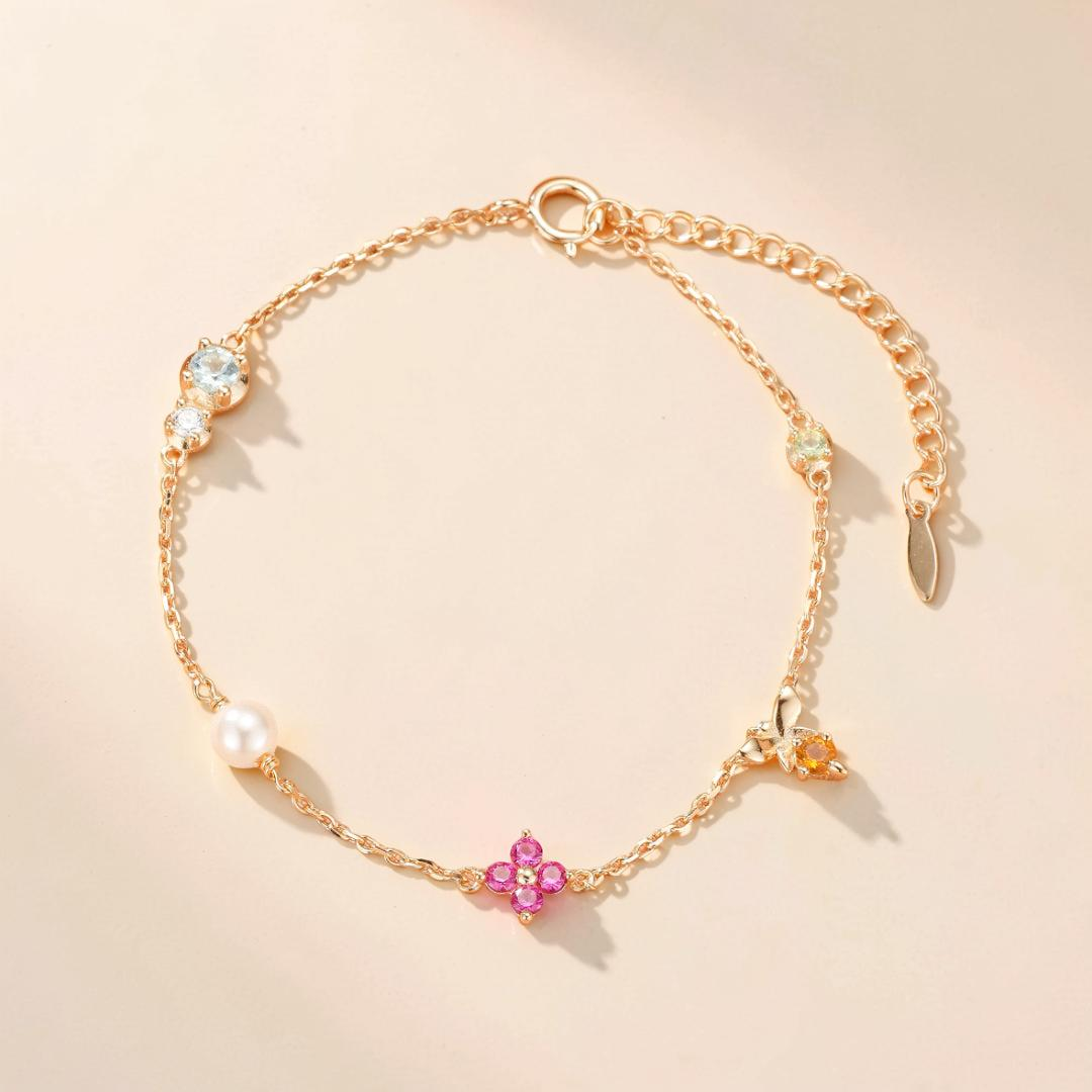 Bracelet Cornaline – Jardin Enchanté, Argent