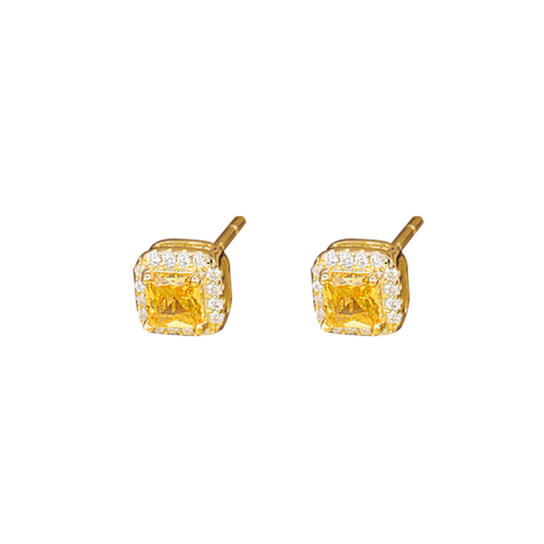 Boucles d’Oreilles Citrine – Éclat Carré, Argent
